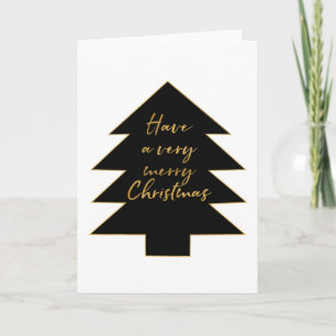 Gold Black Christmas Tree Holiday Card