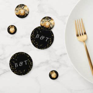 Gold Black Christmas Wedding Confetti