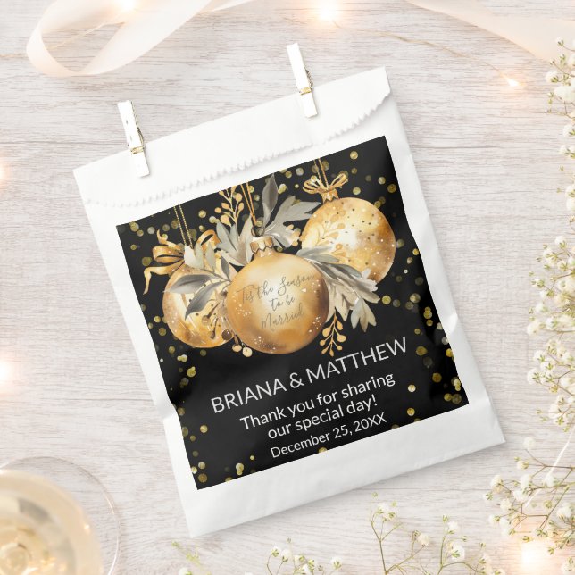 Gold Black Christmas Wedding Favour Bag (Clipped)