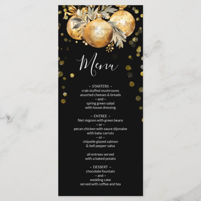 Gold Black Christmas Wedding Menu (Front)