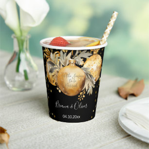 Gold Black Christmas Wedding Paper Cups