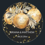 Gold Black Christmas Wedding Seal<br><div class="desc">Envelop seals stickers to use as a wedding reception favours or for rehearsal dinner or bridal shower,  with the Gold Black Christmas Wedding invitation theme.</div>
