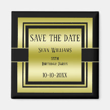 Gold & Black Class Men's Birthday Save The Date