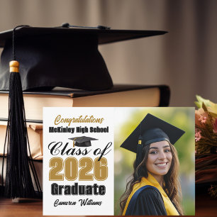 Gold Black Class of 2026 Graduate Photo Graduation Announcement