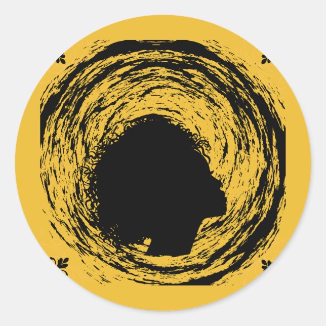 Gold & Black Classic Round Sticker (Front)