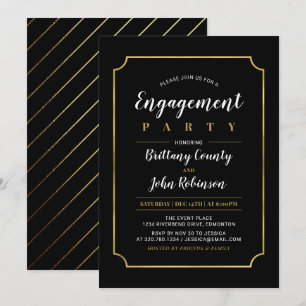 Gold & Black   Classic Wedding Engagement Party Invitation