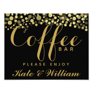 Gold & Black coffee bar personalised wedding sign
