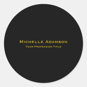 Gold & Black Color Professional Plain Modern Classic Round Sticker