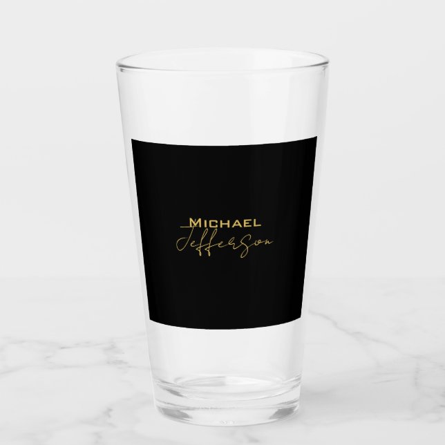 Gold black colour elegant modern minimalist name glass (Front)