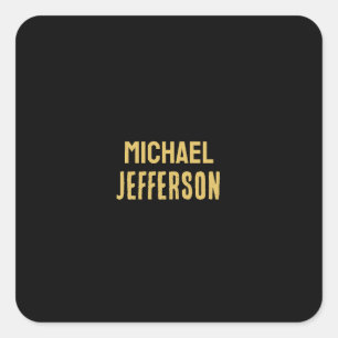 Gold black colour elegant modern minimalist name square sticker