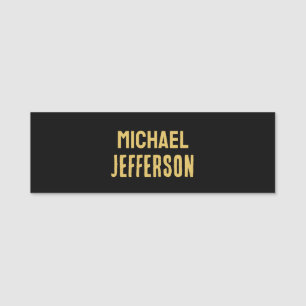 Gold black colour elegant modern minimalist name tag