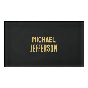 Gold black colour elegant modern minimalist name tag
