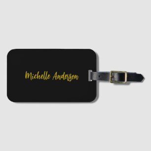 Gold & Black Colour Modern Minimalist Name Luggage Tag