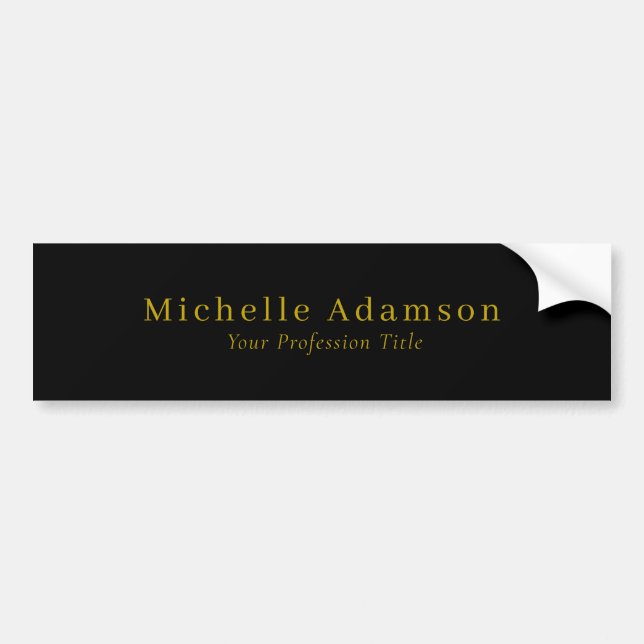 Gold & Black Colour Professional Plain Modern Bumper Sticker (Front)