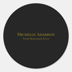 Gold & Black Colour Professional Plain Modern Classic Round Sticker