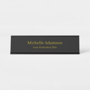 Gold & Black Colour Professional Plain Modern Desk Name Plate