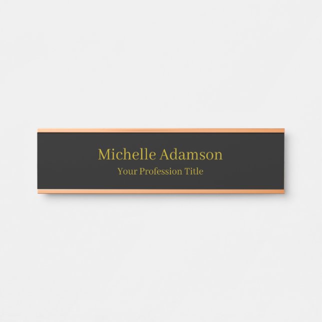 Gold & Black Colour Professional Plain Modern Door Sign (Front)