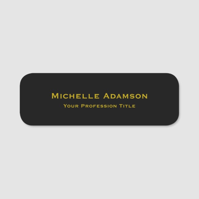 Gold & Black Colour Professional Plain Modern Name Tag (Front)