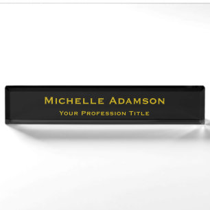 Gold & Black Colour Professional Plain Modern Nameplate