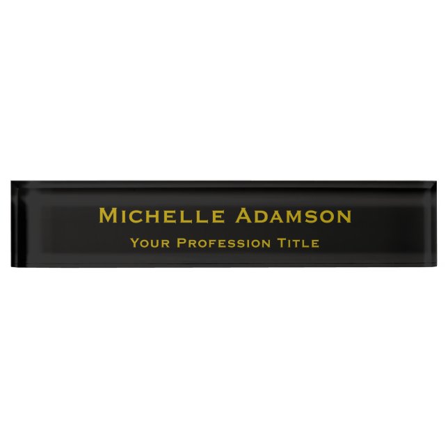 Gold & Black Colour Professional Plain Modern Nameplate (Front)