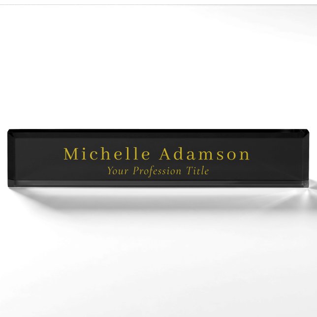Gold & Black Colour Professional Plain Modern Nameplate (Front)
