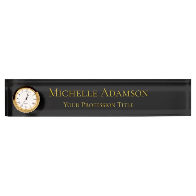 Gold & Black Colour Professional Plain Modern Nameplate (Front)