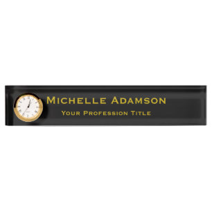 Gold & Black Colour Professional Plain Modern Nameplate