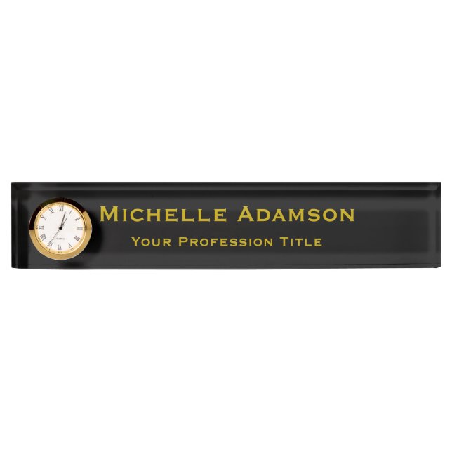 Gold & Black Colour Professional Plain Modern Nameplate (Front)