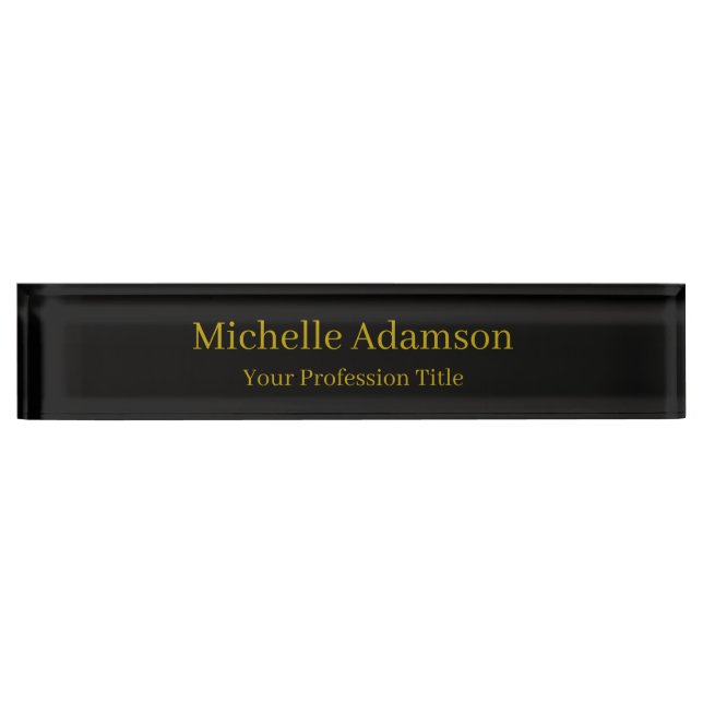 Gold & Black Colour Professional Plain Modern Nameplate (Front)
