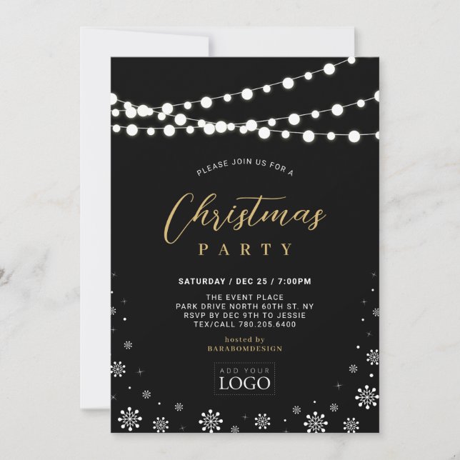 Gold & Black Company Christmas Holiday Party Invitation (Front)