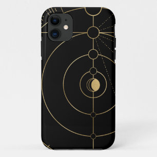 Gold black compass lunar moon phase iPhone 11 case