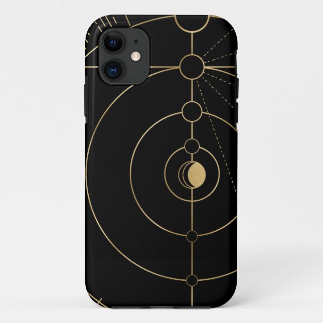 Gold black compass lunar moon phase  Case-Mate iPhone case (Back)