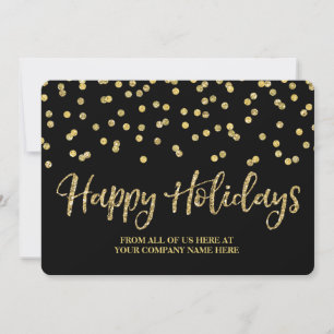 Gold Black Confetti Christmas Cards Business