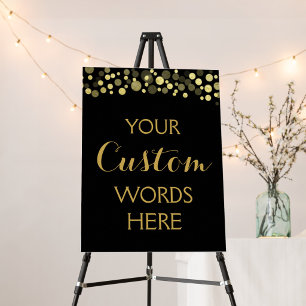 GOLD & black confetti create your own custom sign