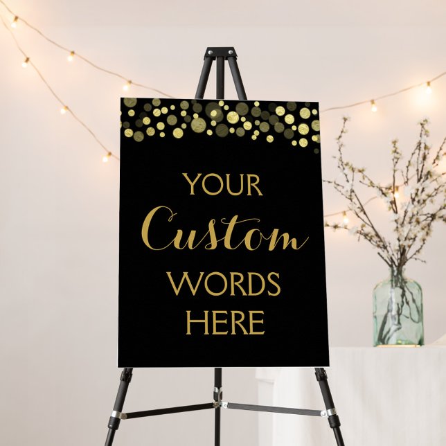 GOLD & black confetti create your own custom sign (Creator Uploaded)