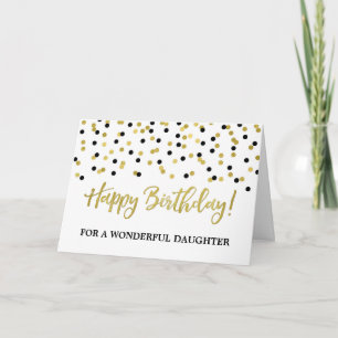 Gold Black Confetti Daughter Birthday Card