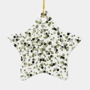 Gold Black Confetti Dots Ceramic Tree Decoration