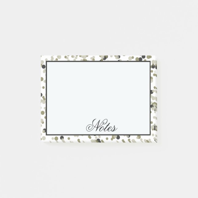 Gold Black Confetti Dots Post-it Notes (Front)