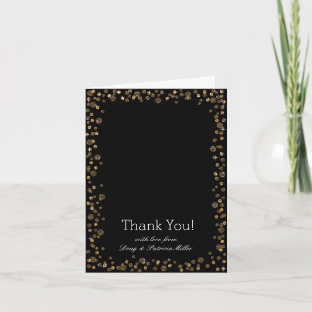Gold Black Confetti Dots Thank You (Front)