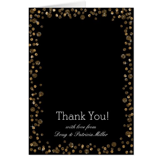 Gold Black Confetti Dots Thank You Card