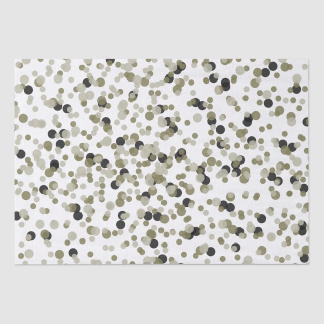 Gold Black Confetti Dots Tissue Paper (Front)
