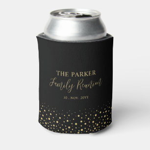 Gold & Black Confetti Family Reunion Party Favour Can Cooler