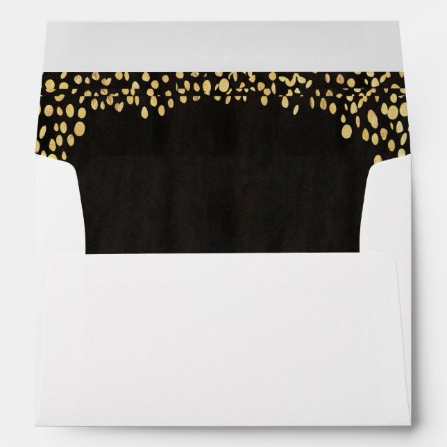 Gold Black Confetti Lined Envelope (Back (Bottom))