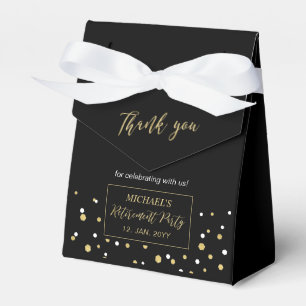 Gold & Black Confetti Modern Retirement Party Favour Box