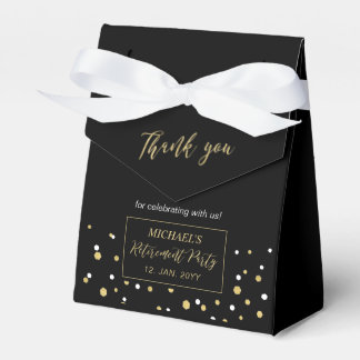 Gold & Black Confetti Modern Retirement Party Favour Box