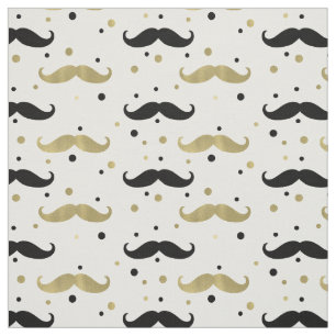 Gold Black Confetti Moustaches Fabric