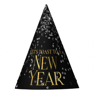 Gold Black Confetti New Year's Eve Party Party Hat