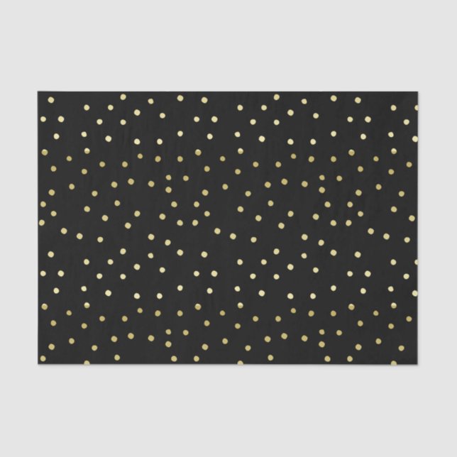 Gold & Black Confetti Polkadots Tissue Paper (Front)