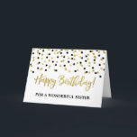 Gold Black Confetti Sister Birthday Card<br><div class="desc">Birthday card for sister with gold and black modern confetti pattern.</div>