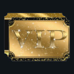 Gold Black Confetti Sparkle Glam VIP Party Ticket Invitation<br><div class="desc">customise with any text</div>